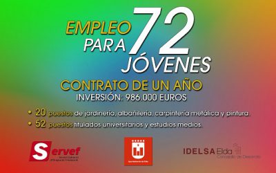 Elda lanza un plan para emplear a 72 jóvenes durante un año con una subvención cercana al millón de euros
