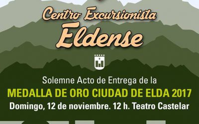El acto de entrega de la Medalla de Oro al Centro Excursionista Eldense será el próximo 12 de noviembre