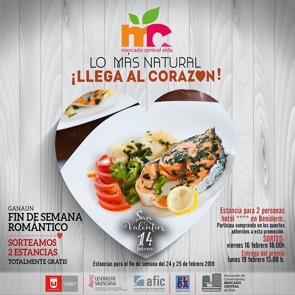 El Mercado Central de Elda sortea dos fines de semana románticos para celebrar San Valentín