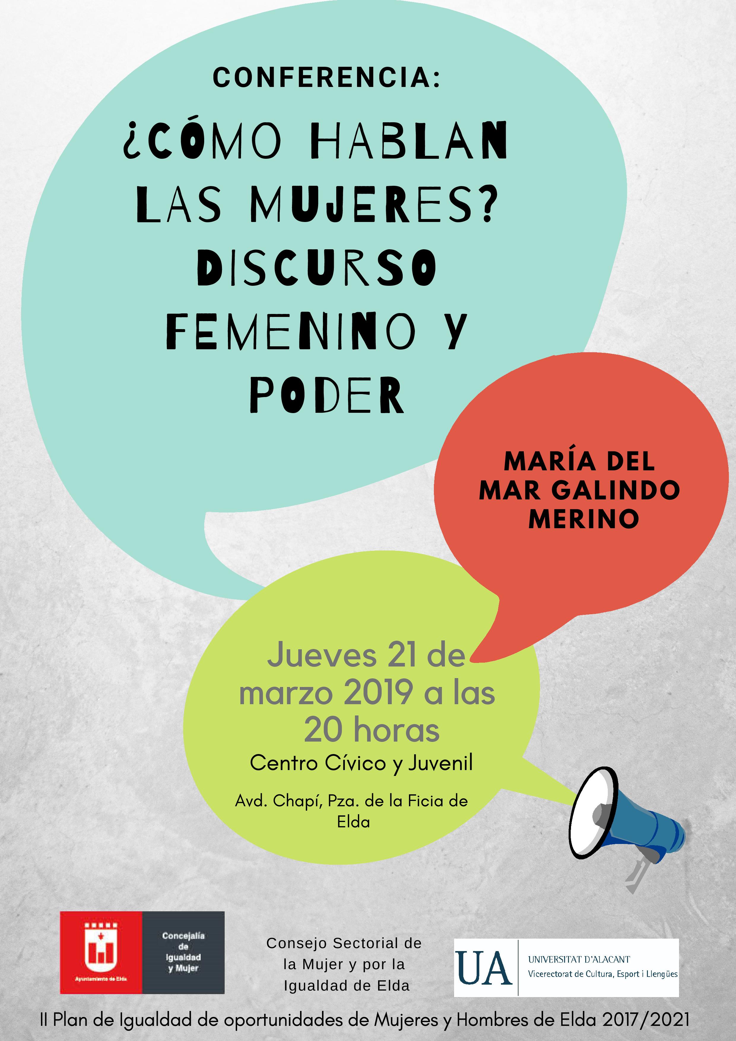 El Ayuntamiento de Elda organiza una conferencia para analizar las características del discurso femenino