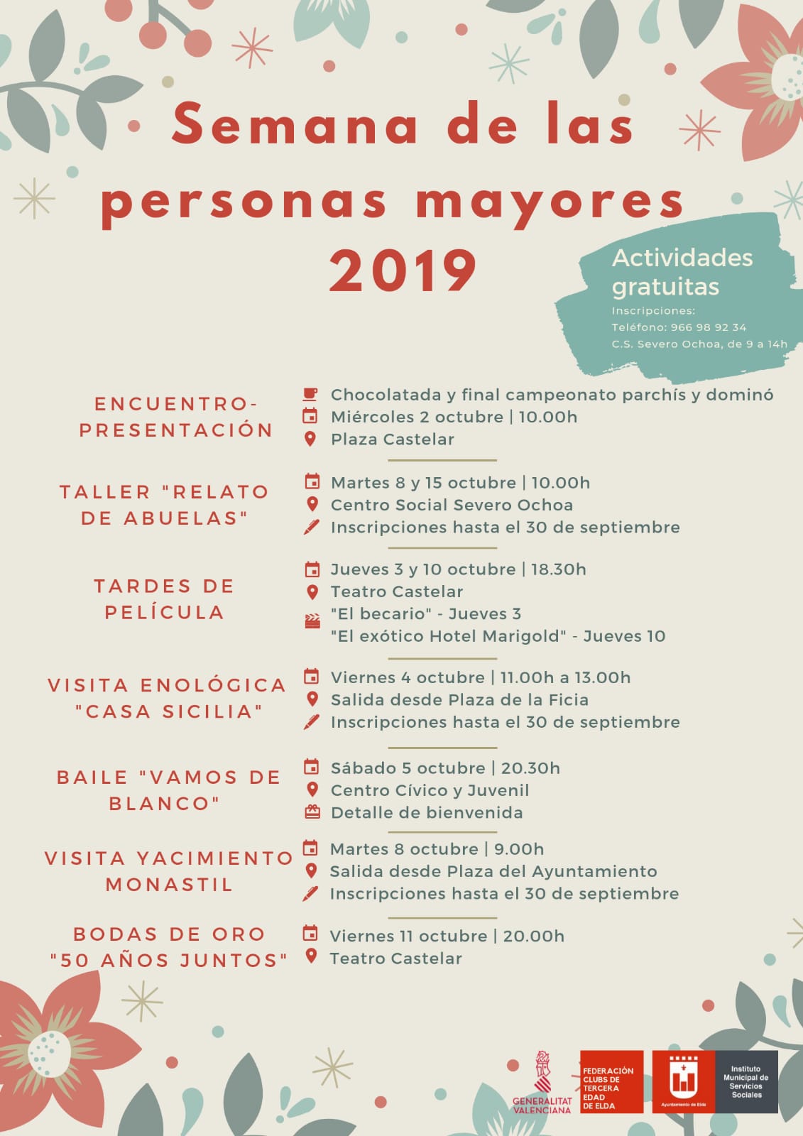 El Ayuntamiento espera contar con la participación de medio millar de personas en la Semana de los Mayores