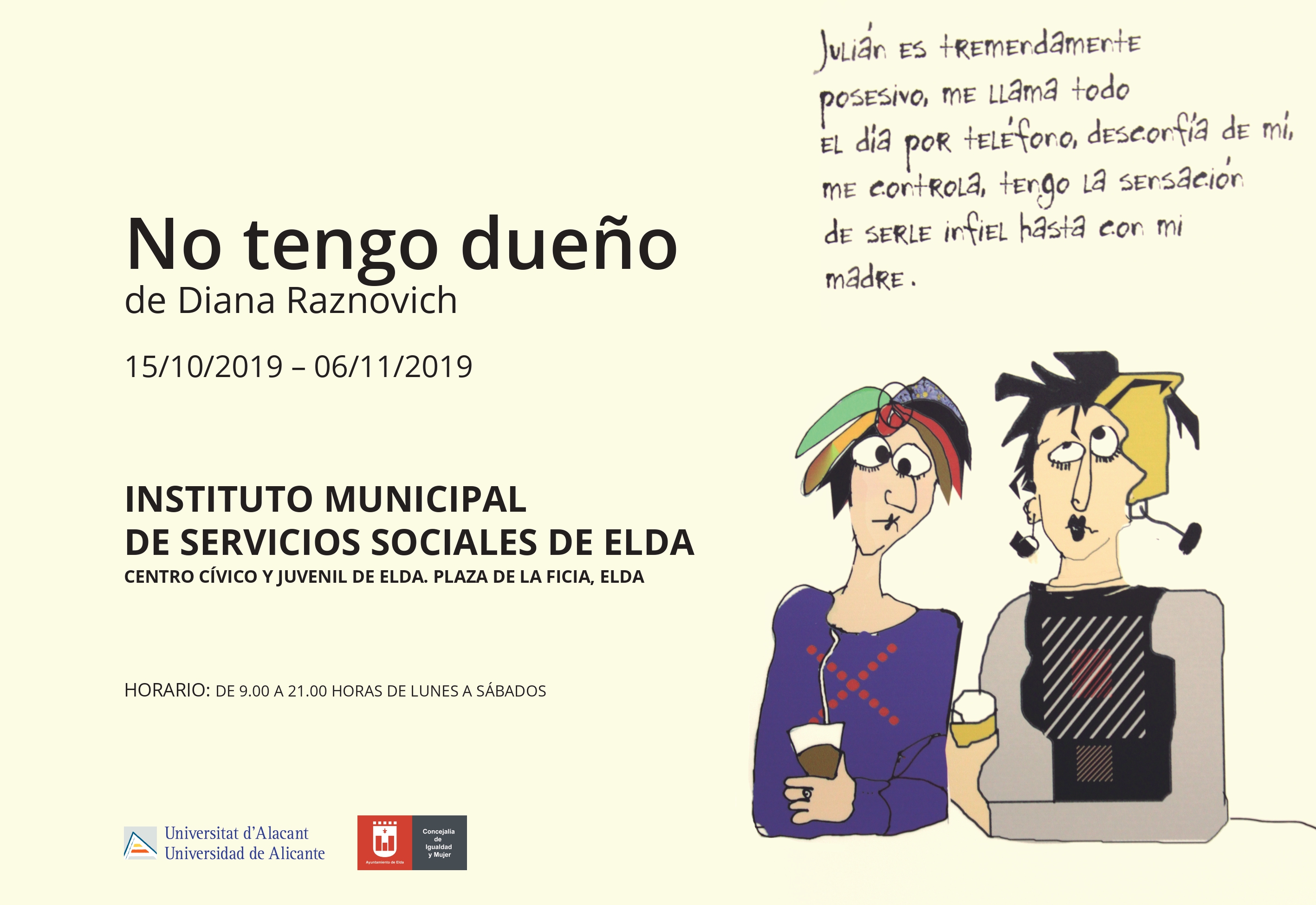 El Centro Cívico y Juvenil acoge la exposición ‘No tengo dueño’ que denuncia la violencia de género