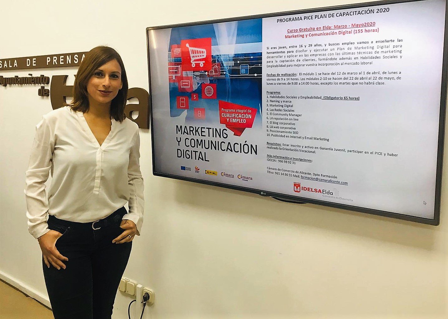 El Ayuntamiento de Elda presenta un curso de Marketing y Comunicación Digital para fomentar el empleo juvenil