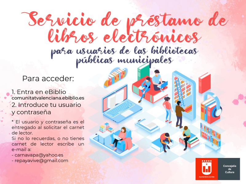La Concejalía de Cultura habilita el acceso al préstamo de libros electrónicos a los socios de las bibliotecas públicas municipales