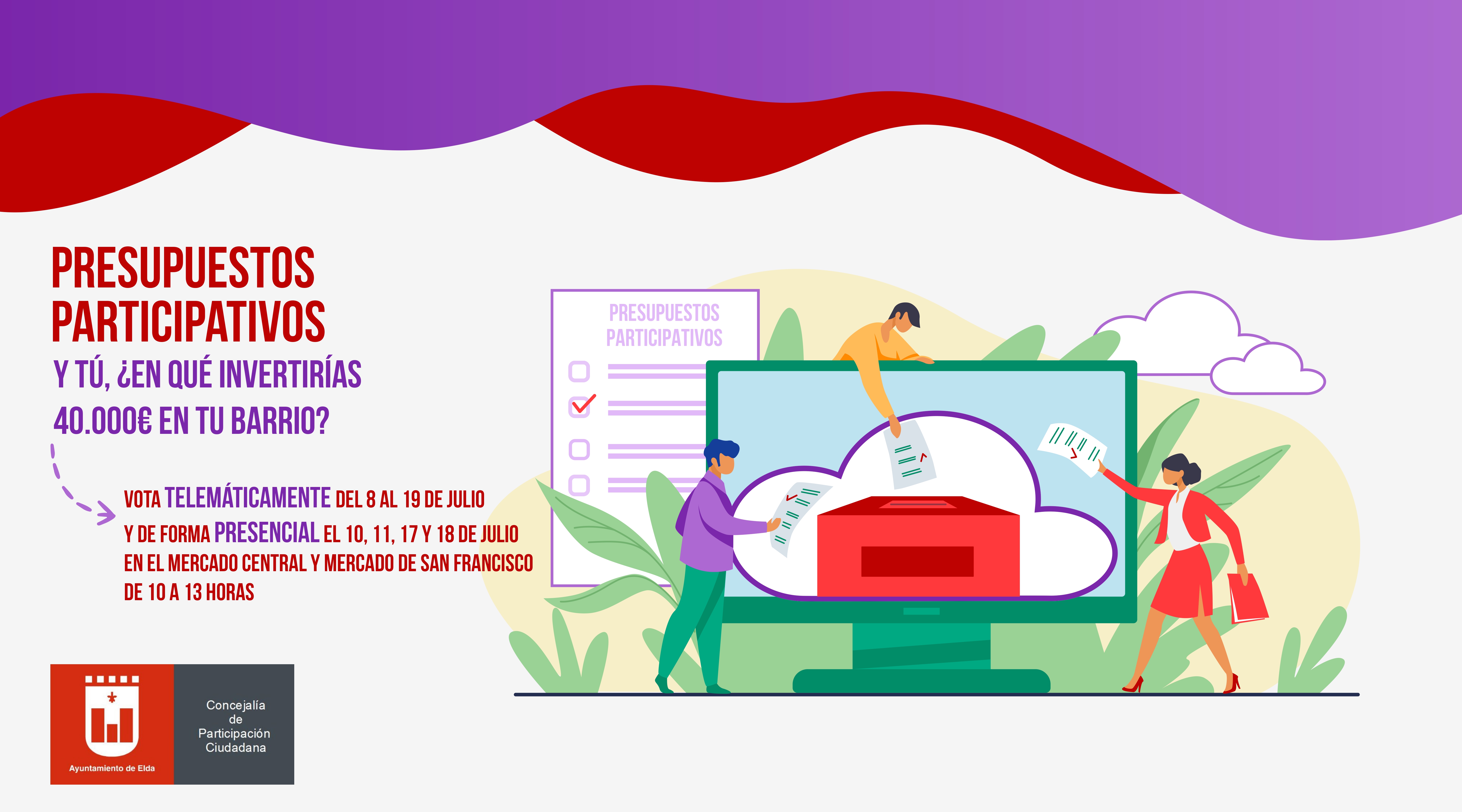 El Ayuntamiento de Elda abre el plazo para que los vecinos y vecinas voten los proyectos que serán incluidos en los primeros presupuestos participativos de la ciudad