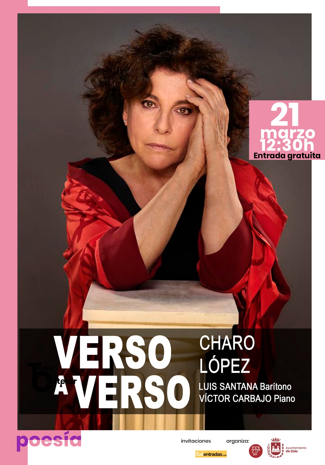 Charo López, con el espectáculo ‘Verso a Verso’, sustituye este domingo a Héctor Alterio en el Teatro Castelar por motivos de salud