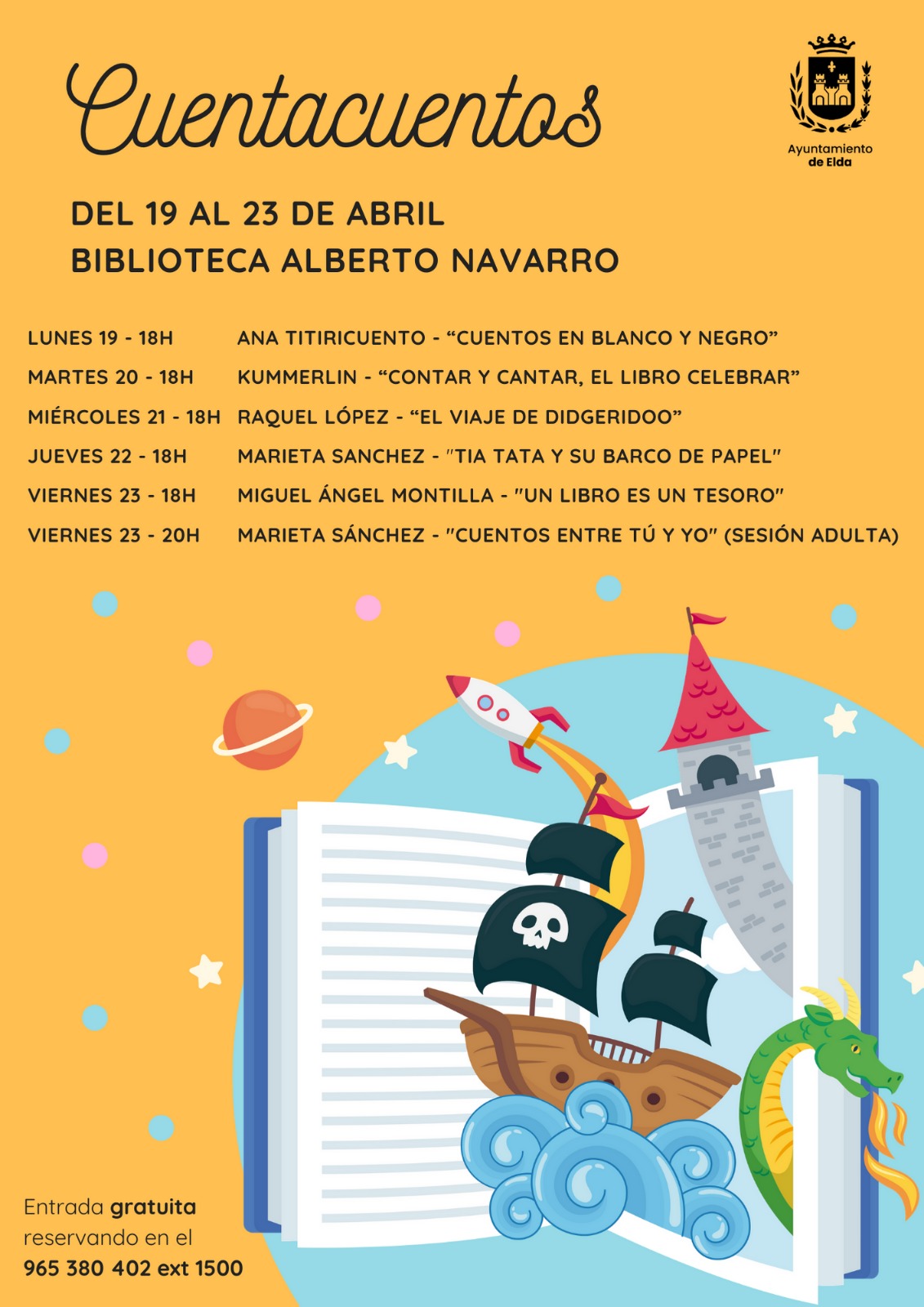 La Concejalía de Cultura celebra el Día del Libro con una semana de cuentacuentos en Elda y la entrega de libros gratuitos