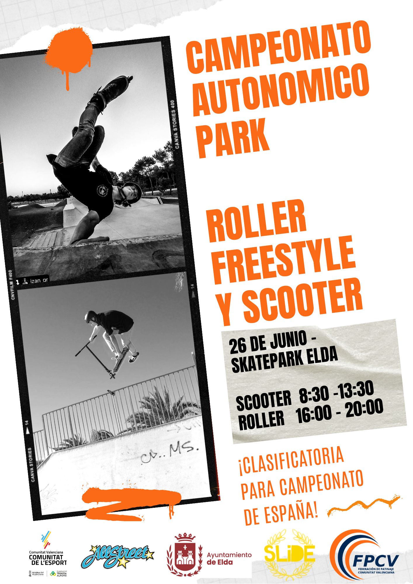 El Skate Park de Elda acogerá el sábado 26 de junio el Campeonato Autonómico de Roller Freestyle y Scooter Freestyle