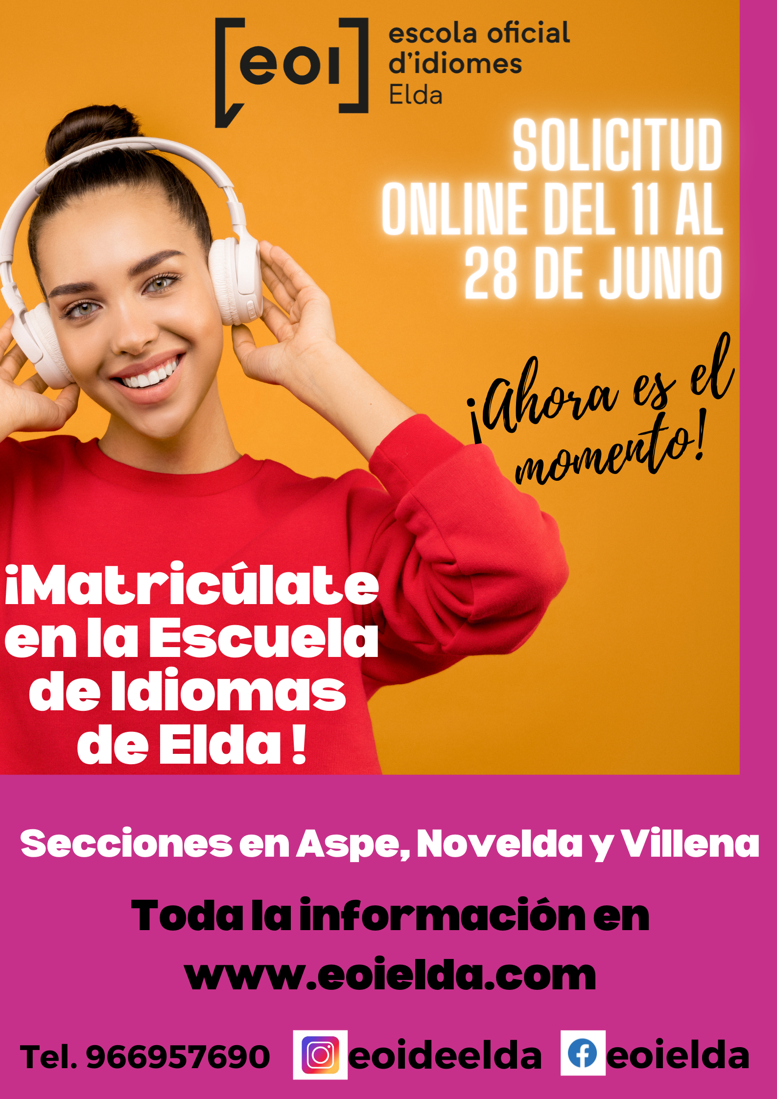 La Escuela Oficial de Idiomas de Elda abre el periodo de matriculación online para el próximo curso del 11 al 28 de junio