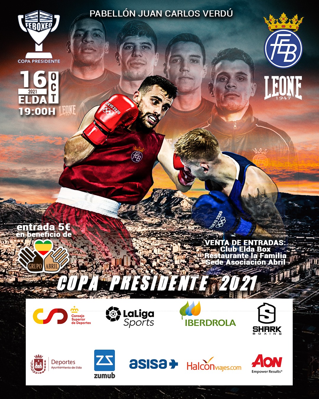 Salen a la venta las entradas para la IV edición de la Copa Presidente 2021 de boxeo que se celebrará en el Pabellón Juan Carlos Verdú