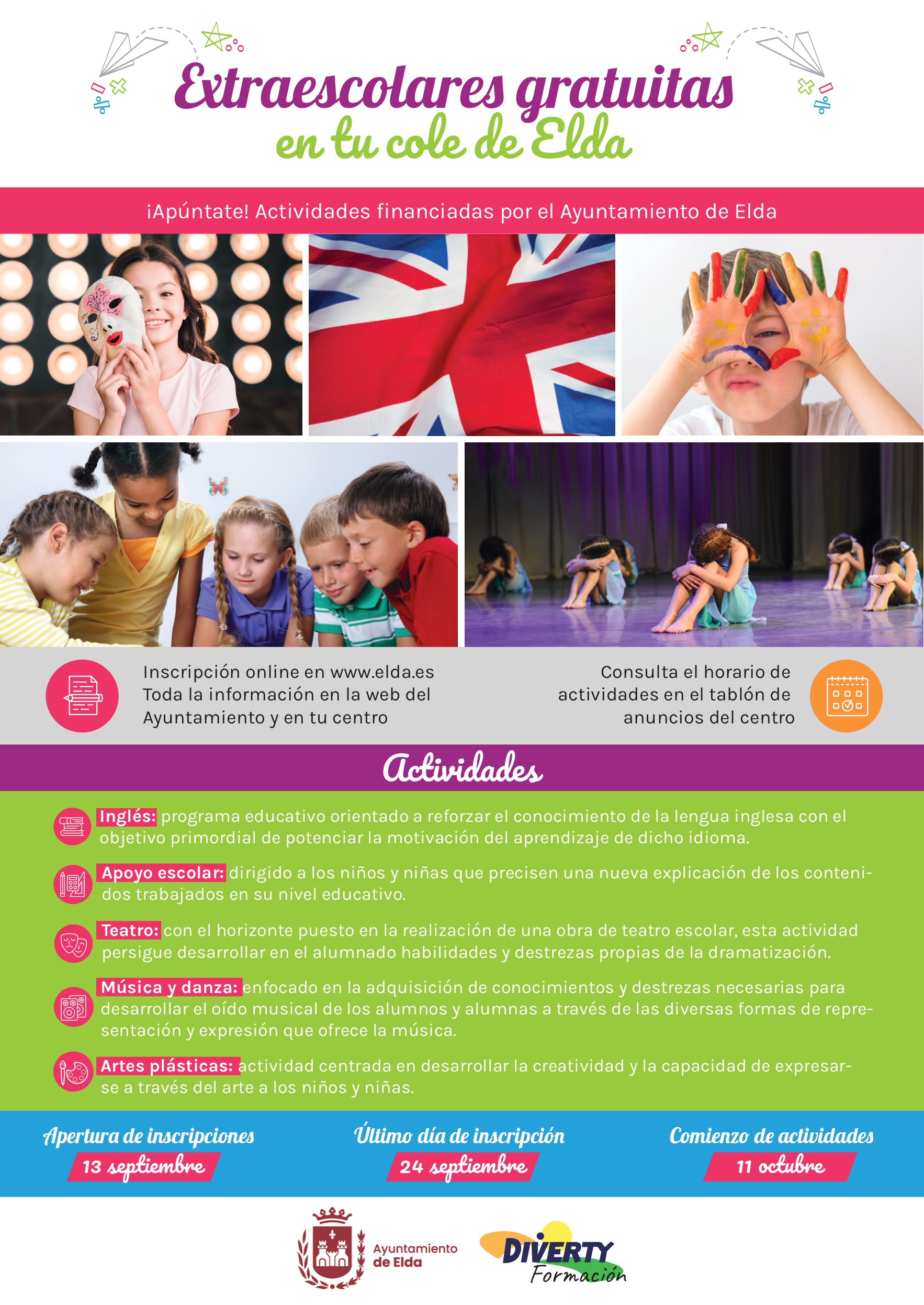 Más de 1.500 alumnos y alumnas de Infantil y Primaria han sido inscritos ya en el programa de actividades extraescolares gratuitas puesto en marcha por el Ayuntamiento de Elda