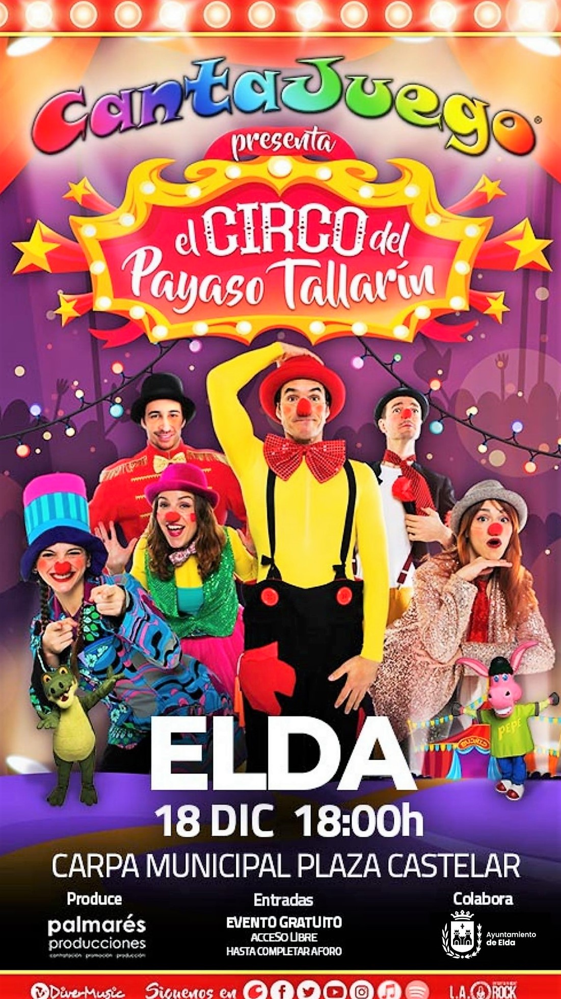 El espectáculo ‘El Circo del Payaso Tallarín’ abre mañana la programación de actividades navideñas en la carpa de la Plaza Castelar
