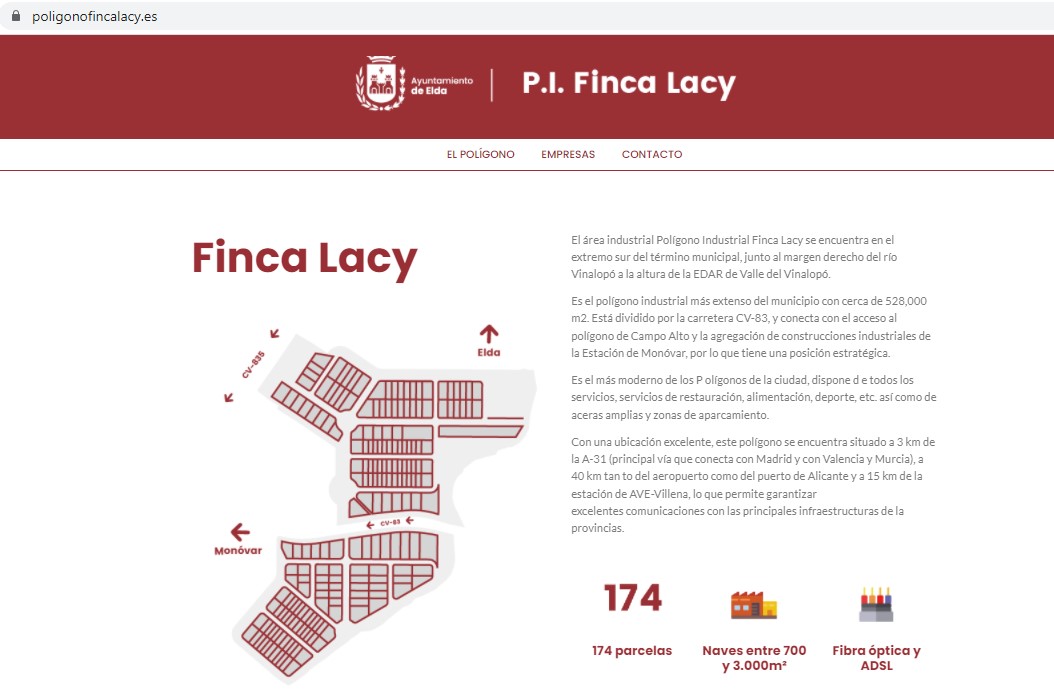 Elda mejora la visibilidad de sus tres polígonos industriales con la puesta en marcha de páginas web para cada uno de ellos