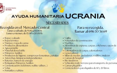 El Ayuntamiento de Elda habilita en el Mercado Central un punto de recogida de alimentos y material de primera necesidad para Ucrania