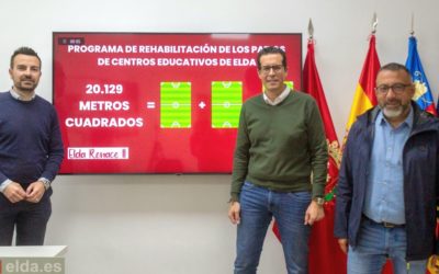 El programa de rehabilitación de patios de centros educativos de Elda permitirá renovar más de 20.000 metros cuadrados, una superficie equivalente a tres campos de fútbol