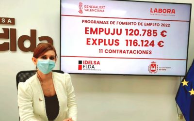 Elda recibe más de 236.000 euros para los programas de EMPUJU y EXPLUS y espera otros 491.000 euros del Taller de Empleo 2022