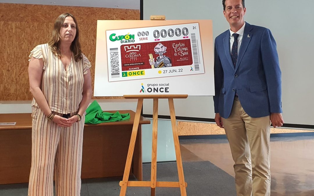 Cinco millones de cupones de la ONCE difundirán el próximo lunes por toda España la celebración del Año Coloma en Elda