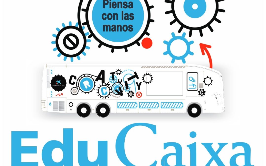 El autobús de la creatividad y el ingenio de la Fundación La Caixa llega a Elda y hace parada en el aparcamiento del Nuevo Pepico Amat