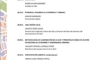 Elda acoge mañana una jornada participativa de la Agenda Urbana Valenciana