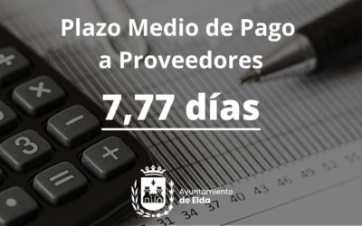 El Ayuntamiento de Elda sitúa en 7,77 días el Plazo Medio de Pago a proveedores durante el cuarto trimestre del año 2022