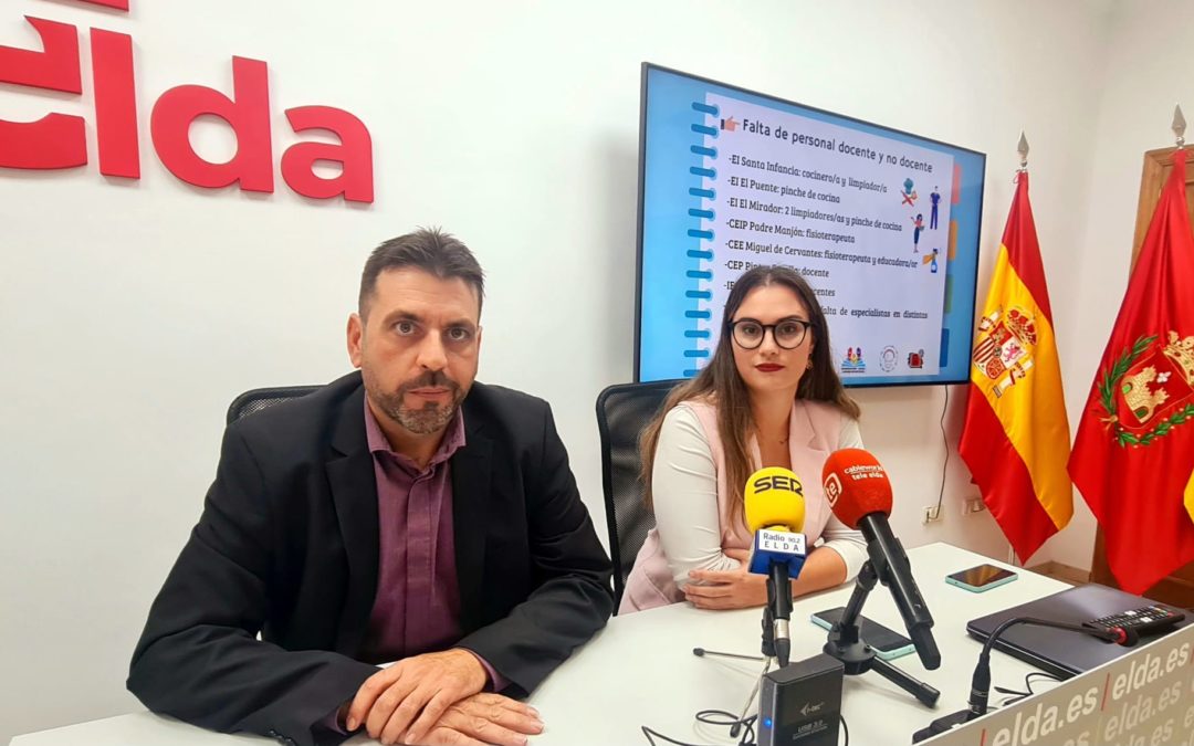 El Ayuntamiento de Elda solicita a la Generalitat que cubra lo antes posible todas las vacantes de personal docente y no docente que hay en los centros educativos de la ciudad