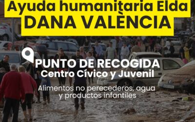 El Ayuntamiento de Elda organiza la recogida de alimentos, agua y productos de higiene personal para los afectados por la DANA
