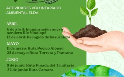 El Ayuntamiento de Elda anuncia el programa trimestral del Voluntariado Ambiental con actividades para promover la participación ciudadana en el cuidado el entorno  natural