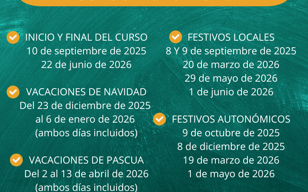 El curso escolar 2025-2026 en Elda dará comienzo el miércoles 10 de septiembre tras la celebración de las Fiestas Mayores