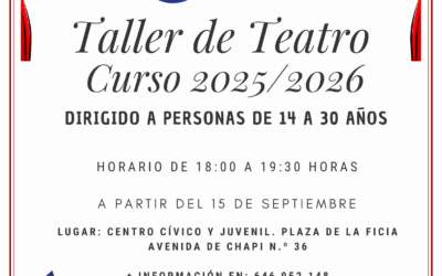 La Concejalía de Juventud abre el plazo de inscripción para los talleres de teatro dirigidos a jóvenes eldenses de entre 14 y 30 años