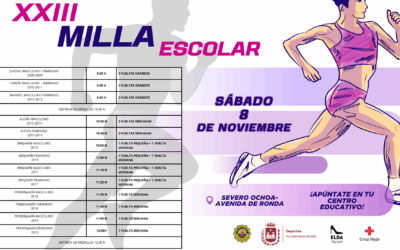 Los Juegos Deportivos Escolares arrancarán el sábado 8 de noviembre con la celebración de la la Milla Escolar de Elda en la Avenida de Ronda