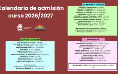 El plazo de admisión telemática en los centros eldenses de Educación Infantil y Primaria permanecerá abierto del 7 al 18 de mayo