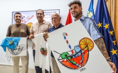 Los eldenses Alex y Juanan Moreno realizan el dibujo de la camiseta para Correr la Traca de las próximas Fiestas Mayores